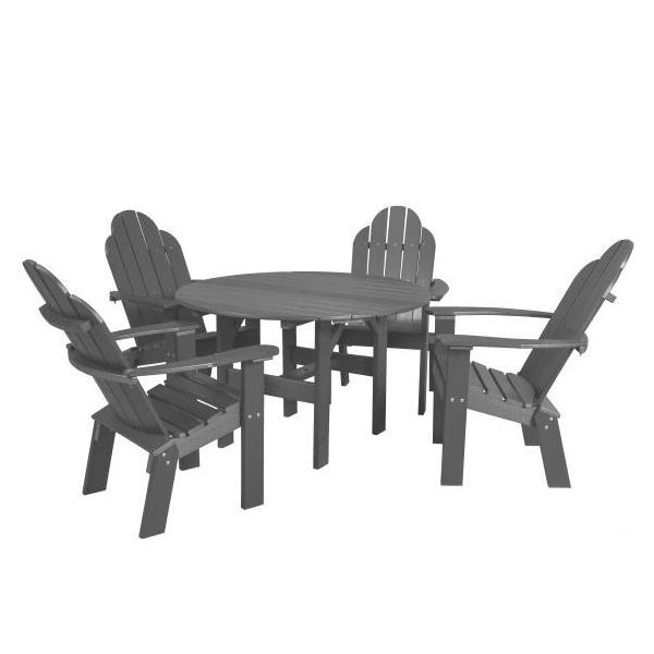 Little Cottage Co. Classic 46” Round Table w/4 Dining/Deck Chairs Dining Set Dark Grey