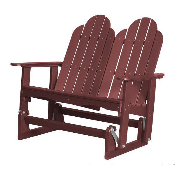 Little Cottage Co. Classic Adirondack 4&#39; Glider Solid Resin Gliders Cherry Wood