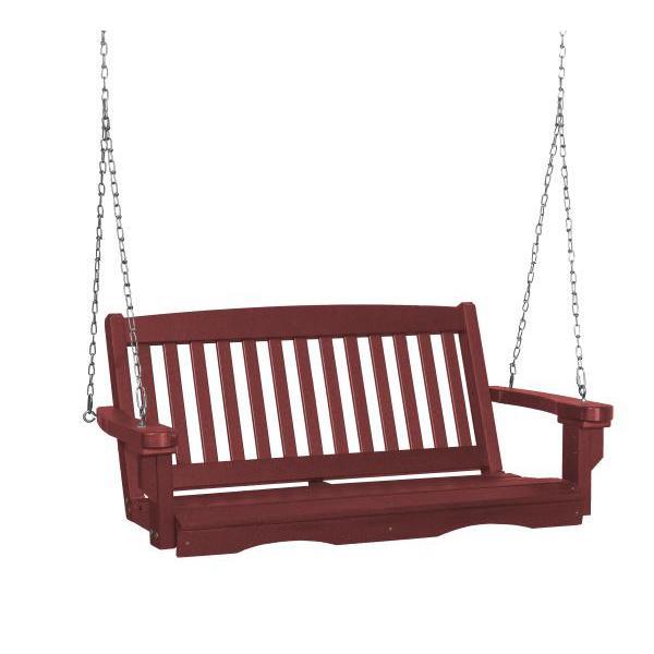 Little Cottage Co. Classic Mission 4&#39; Eco Plastic Porch Swing Porch Swings Cherry Wood / No