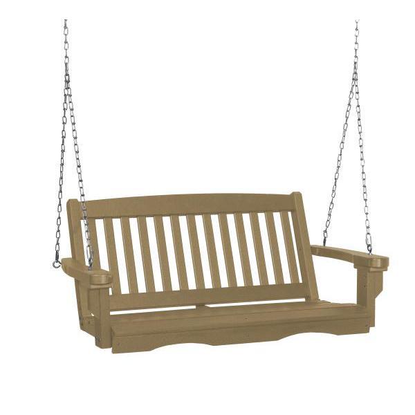 Little Cottage Co. Classic Mission 4&#39; Eco Plastic Porch Swing Porch Swings Weathered Wood / No