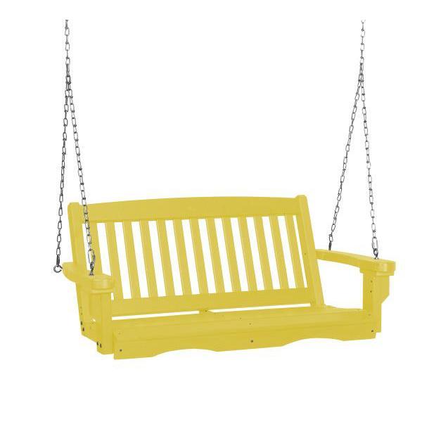 Little Cottage Co. Classic Mission 4&#39; Eco Plastic Porch Swing Porch Swings Yellow / No