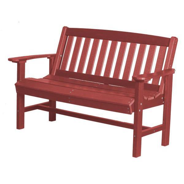 Little Cottage Co. Classic Mission 4ft Recycled Plastic Bench Garden Benches Cardinal Red