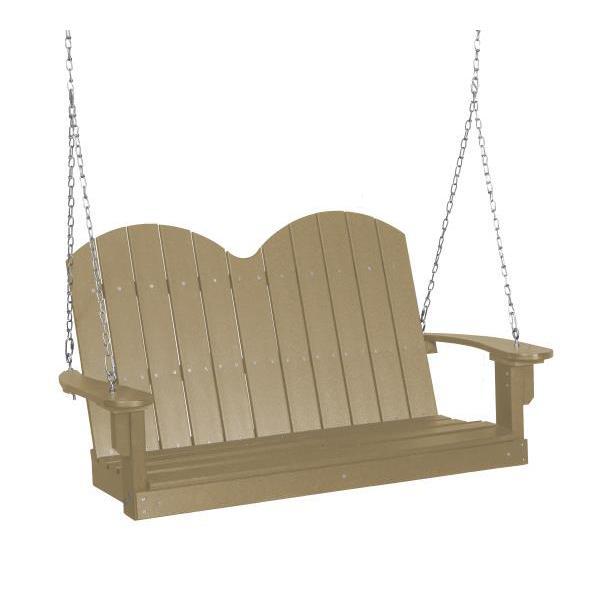 Little Cottage Co. Classic Savannah 4ft. Plastic Swinging Bench Porch Swings Weathered Wood / No