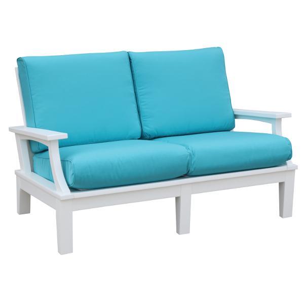 Little Cottage Co. Heritage Deep Seating Love Seat Bench White with Aruba