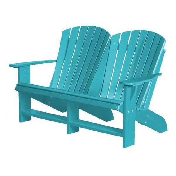 Little Cottage Co. Heritage Recycled Plastic Double Adirondack Bench Garden Benches Aruba