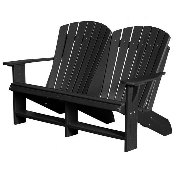 Little Cottage Co. Heritage Recycled Plastic Double Adirondack Bench Garden Benches Black