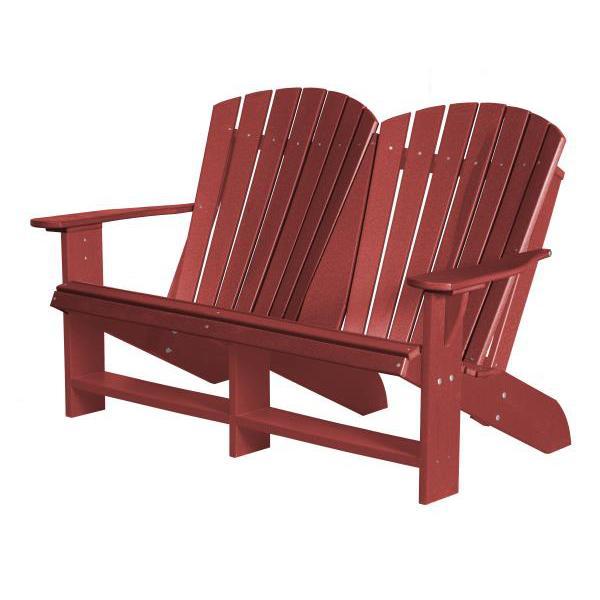 Little Cottage Co. Heritage Recycled Plastic Double Adirondack Bench Garden Benches Cardinal Red