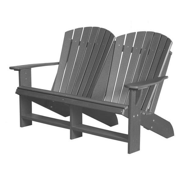 Little Cottage Co. Heritage Recycled Plastic Double Adirondack Bench Garden Benches Dark Gray