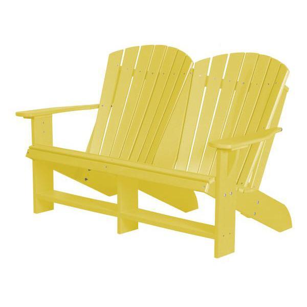 Little Cottage Co. Heritage Recycled Plastic Double Adirondack Bench Garden Benches Lemon Yellow