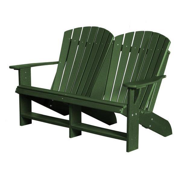 Little Cottage Co. Heritage Recycled Plastic Double Adirondack Bench Garden Benches Turf Green