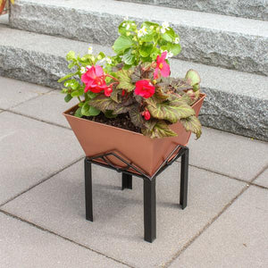 Marion Planter with Copper Plated Flower Box Planter with Flower Box