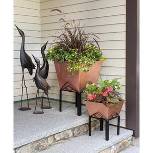 Marion Planter with Copper Plated Flower Box Planter with Flower Box