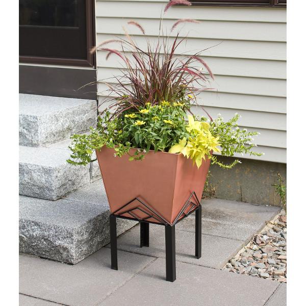 Marion Planter with Copper Plated Flower Box Planter with Flower Box