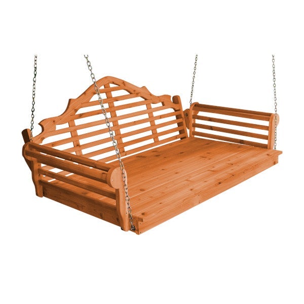 Marlboro Red Cedar Swing Bed Porch Swing Bed 6ft / Cedar Stain / Include Stainless Steel Swing Hangers