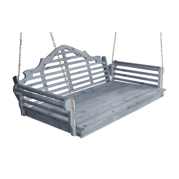 Marlboro Red Cedar Swing Bed Porch Swing Bed 6ft / Gray Stain / Include Stainless Steel Swing Hangers
