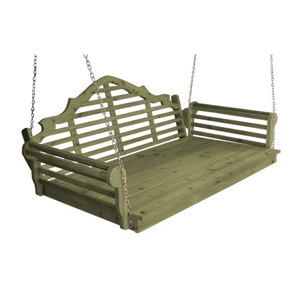 Marlboro Red Cedar Swing Bed Porch Swing Bed 6ft / Linden Leaf Stain / Include Stainless Steel Swing Hangers