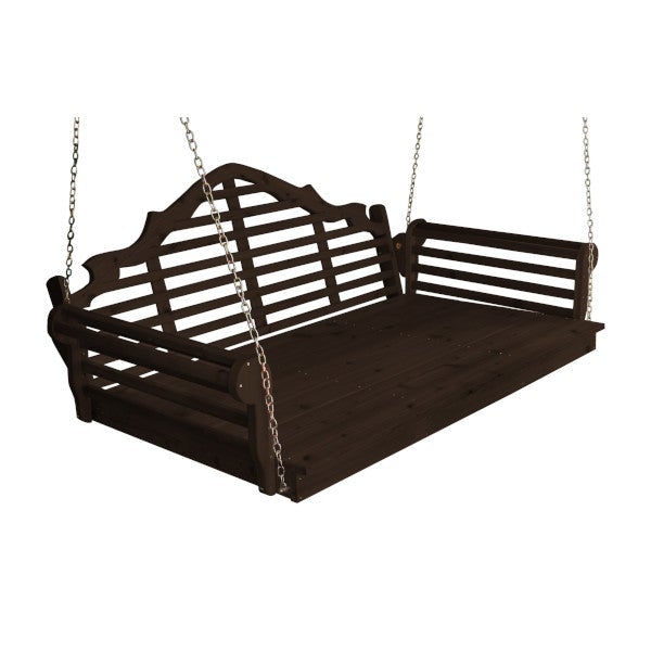Marlboro Red Cedar Swing Bed Porch Swing Bed 6ft / Walnut Stain / Include Stainless Steel Swing Hangers