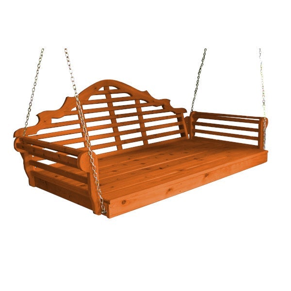 Marlboro Red Cedar Swing Bed Porch Swing Bed 75 inch / Redwood Stain / Include Stainless Steel Swing Hangers