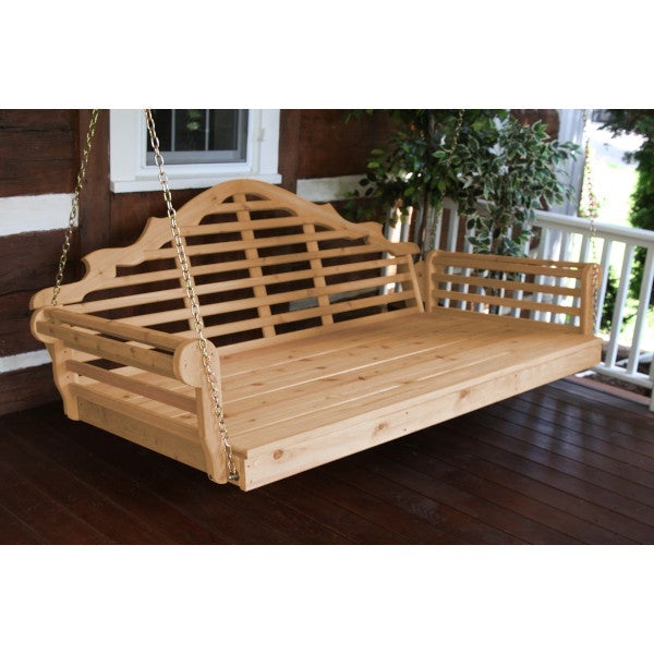 Marlboro Red Cedar Swing Bed Porch Swing Bed 75 inch / Unfinished / Include Stainless Steel Swing Hangers