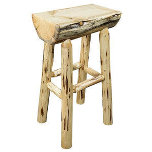 Montana Woodworks Montana Counter Height Half Log Barstool with Exterior Stain Finish Barstool