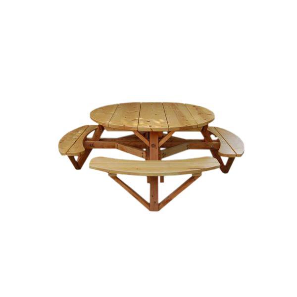 Moon Valley 56 in. Round Picnic Table Set Picnic Table Unfinished / round wooden picnic table