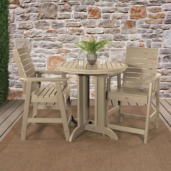 Outdoor Weatherly 3pc Round Counter Height Dining Set Dining Set