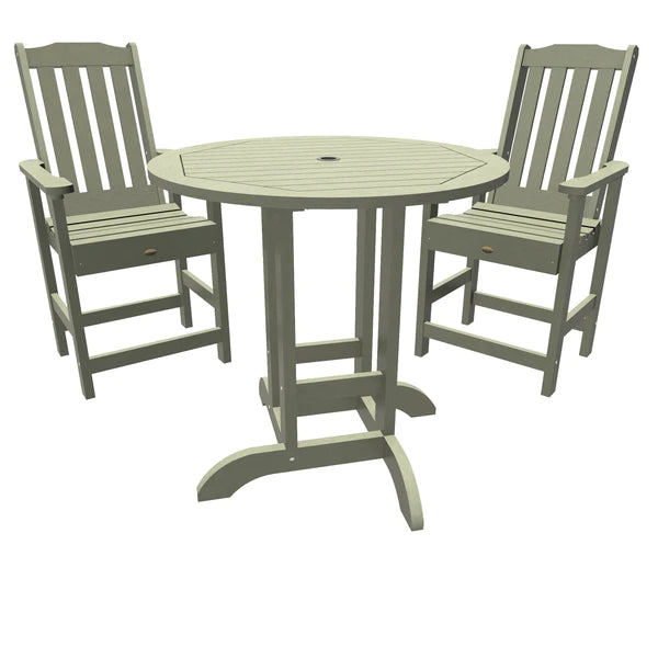 Outdoor Weatherly 3pc Round Counter Height Dining Set Dining Set Eucalyptus
