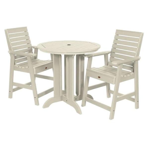 Outdoor Weatherly 3pc Round Counter Height Dining Set Dining Set Whitewash