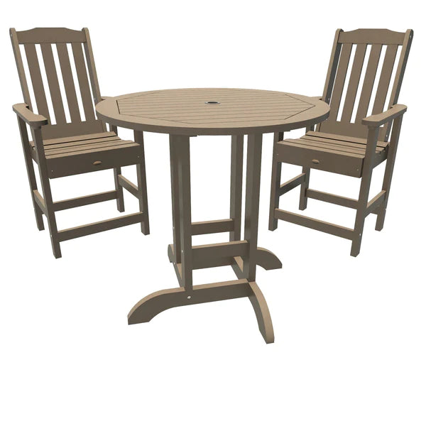 Outdoor Weatherly 3pc Round Counter Height Dining Set Dining Set Woodland Brown