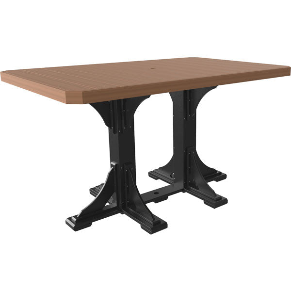 Poly 4ft x 6ft Rectangular Table Outdoor Table Antique Mahogany &amp; Black / Bar Height