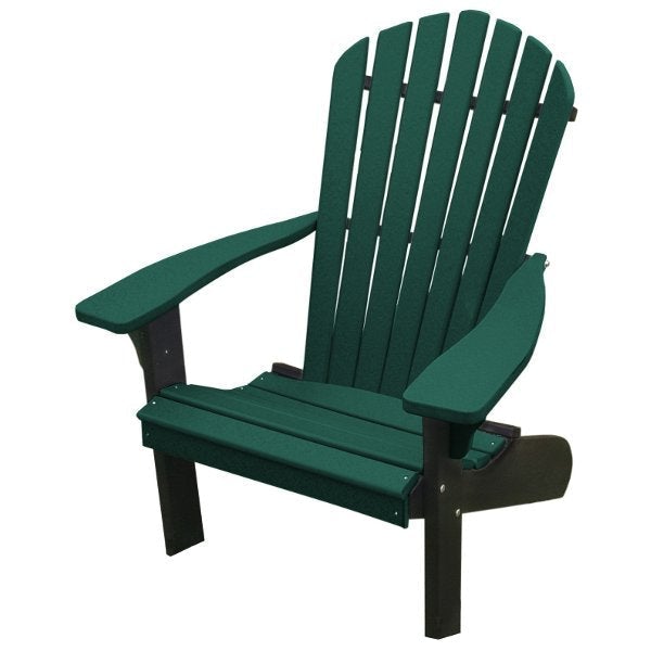 Poly Fanback Adirondack Chair with Black Frame Outdoor Chair Turf Green