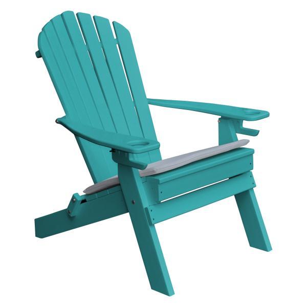 Poly Folding Adirondack Chair with 2 Cupholders Outdoor Chair Aruba Blue