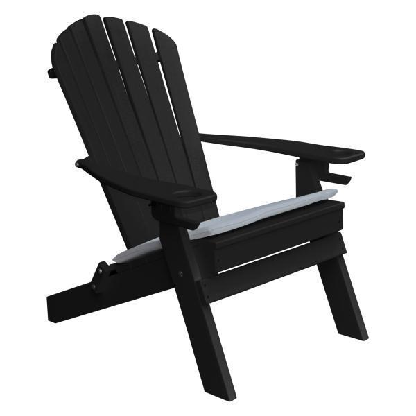 Poly Folding Adirondack Chair with 2 Cupholders Outdoor Chair Black (Sold Out)