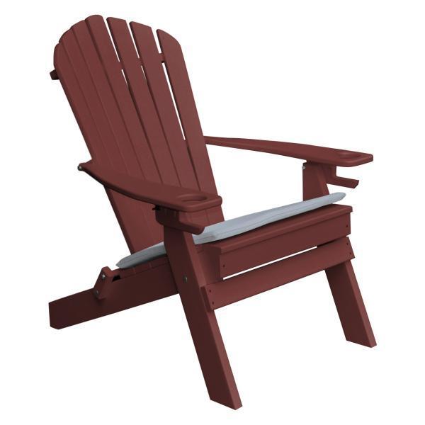 Poly Folding Adirondack Chair with 2 Cupholders Outdoor Chair Cherrywood