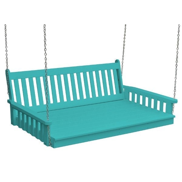 Poly Traditional English Swingbed Porch Swing Beds 6ft / Aruba Blue