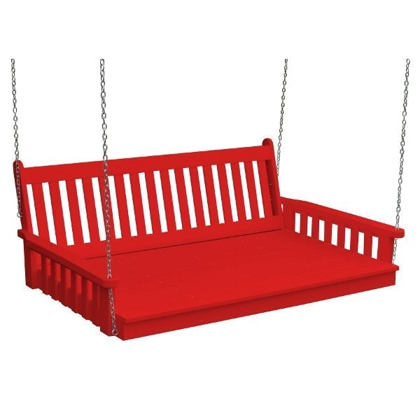 Poly Traditional English Swingbed Porch Swing Beds 6ft / Bright Red