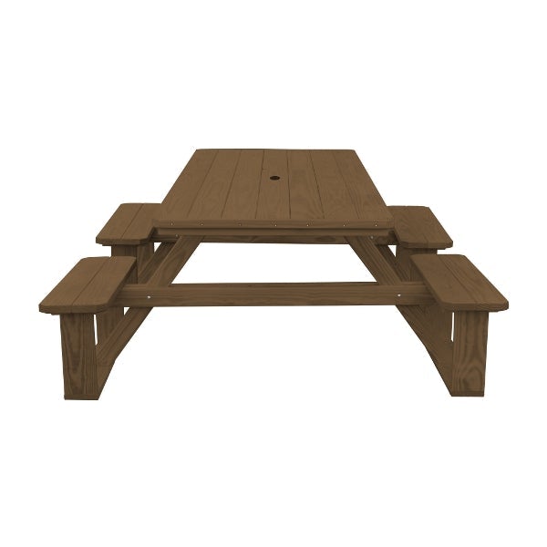 Pressure Treated Pine 8ft Walk-In Table Picnic Table Mushroom Stain / Include Standard Size Umbrella Hole