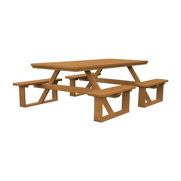 Pressure Treated Pine 8ft Walk-In Table Picnic Table Oak Stain / Without Umbrella Hole