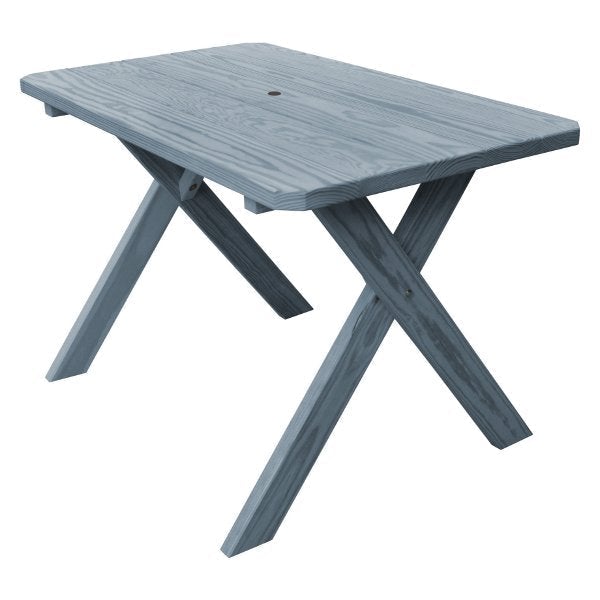 Pressure Treated Pine Crossleg Table Outdoor Tables 4ft / Gray Stain / Include Standard Size Umbrella Hole