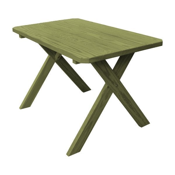 Pressure Treated Pine Crossleg Table Outdoor Tables 4ft / Linden Leaf Stain / Without Umbrella Hole