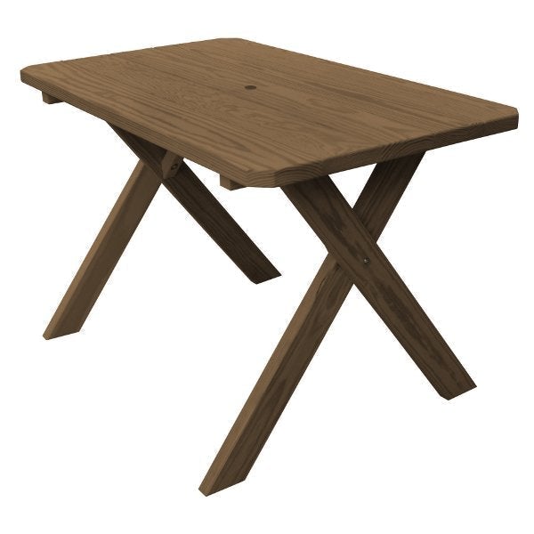 Pressure Treated Pine Crossleg Table Outdoor Tables 4ft / Mushroom Stain / Include Standard Size Umbrella Hole