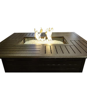 Rectangular Slatted Aluminum Fire Pit With Stainless Steel Propane Burner Fire Pits