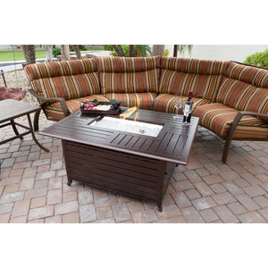 Rectangular Slatted Aluminum Fire Pit With Stainless Steel Propane Burner Fire Pits