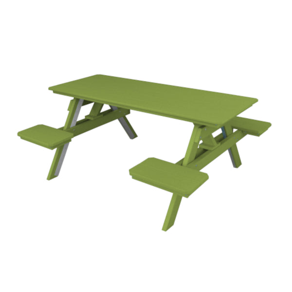Recycled Plastic ADA Compliant 6&#39; Table w/Attached Benches Table 6ft / Tropical Lime / Without Umbrella Hole