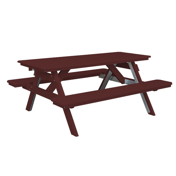 Recycled Plastic Table w/Attached Benches Table 6ft / Cherrywood / Without Umbrella Hole