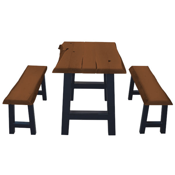 Ridgemont Table with 2 Benches Table &amp; Benches set 4ft / Mushroom Stain