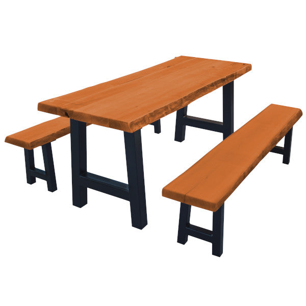 Ridgemont Table with 2 Benches Table &amp; Benches set 6ft / Cedar Stain