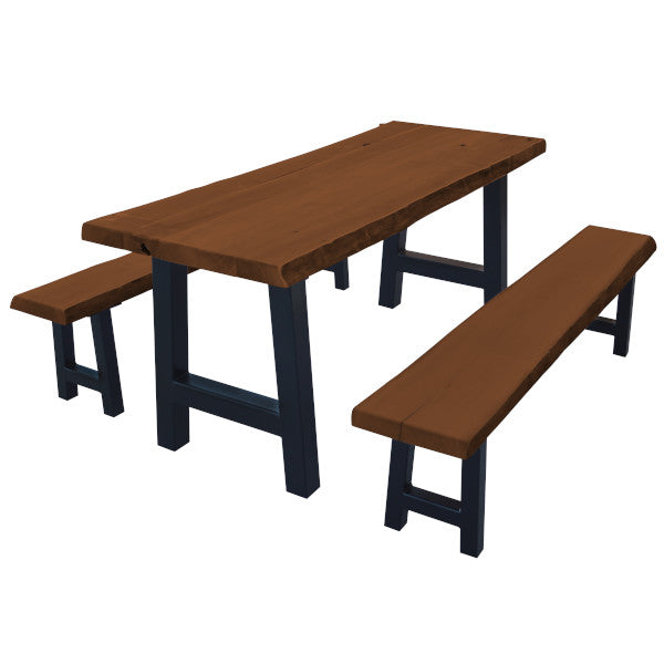 Ridgemont Table with 2 Benches Table &amp; Benches set 6ft / Mushroom Stain