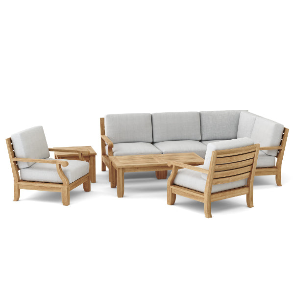 Riviera Luxe 7-Pieces Modular Set with Rectangular Table A Conversation Set