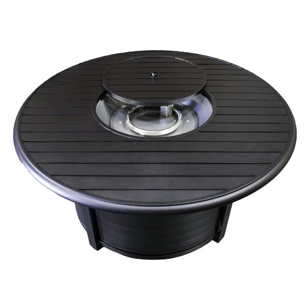 Round Slatted Extruded Aluminum Fire Pit In Black Fire Pits